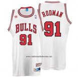 Camiseta Chicago Bulls Dennis Rodman #91 Retro Blanco