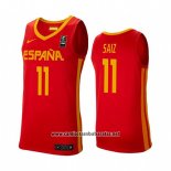 Camiseta Espana Sebas Saiz #11 2019 FIBA Baketball World Cup Rojo