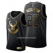 Camiseta Golden Edition Milwaukee Bucks Khris Middleton #22 Negro