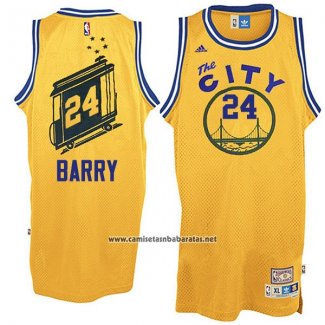 Camiseta Golden State Warriors Rick Barry #24 Retro City Bus Amarillo