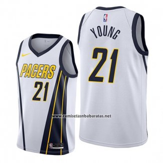 Camiseta Indiana Pacers Indiana Pacers Thaddeus Young #21 Earned Edition Blanco