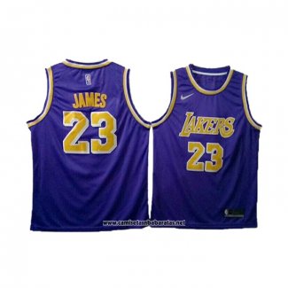 Camiseta Los Angeles Lakers Lebron James #23 Violeta