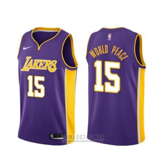 Camiseta Los Angeles Lakers Metta World Peace #15 Statement Violeta
