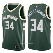 Camiseta Milwaukee Bucks Giannis Antetokounmpo #34 2017-18 Verde