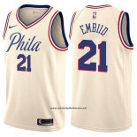 Camiseta Philadelphia 76ers Joel Embiid #21 Ciudad Crema