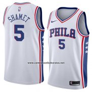 Camiseta Philadelphia 76ers Landry Shamet #5 Association 2018 Blanco