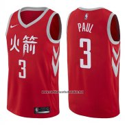 Camiseta Houston Rockets Chris Paul #3 Ciudad 2017-18 Rojo