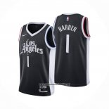 Camiseta Los Angeles Clippers James Harden #1 Ciudad 2020-21 Negro
