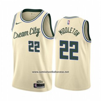 Camiseta Milwaukee Bucks Khris Middleton #22 Ciudad Crema