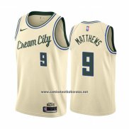 Camiseta Milwaukee Bucks Wesley Matthews #9 Ciudad Crema