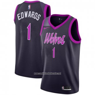 Camiseta Minnesota Timberwolves Anthony Edwards #1 Ciudad 2018-19 Violeta