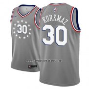 Camiseta Philadelphia 76ers Furkan Korkmaz #30 Ciudad 2018-19 Gris