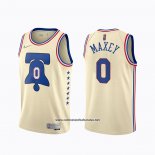 Camiseta Philadelphia 76ers Tyrese Maxey #0 Earned 2020-21 Crema