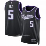 Camiseta Sacramento Kings De'Aaron Fox #5 Ciudad 2021-22 Negro