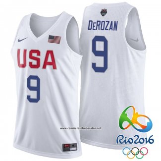 Camiseta USA 2016 DeMar DeRozan #9 Blanco