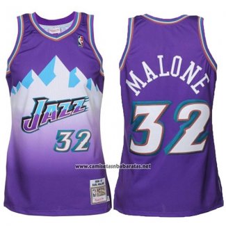Camiseta Utah Jazz Karl Malone #32 Retro Violeta