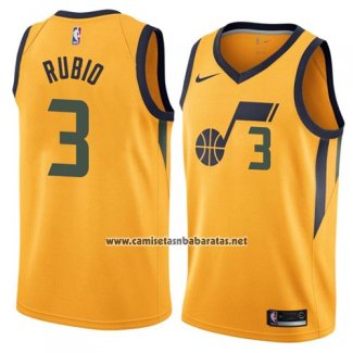 Camiseta Utah Jazz Rubio #3 Ciudad 2017-18 Amarillo