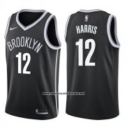 Camiseta Brooklyn Nets Joe Harris #12 Icon 2017-18 Negro