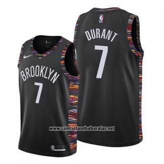 Camiseta Brooklyn Nets Kevin Durant #7 Ciudad 2019-20 Negro