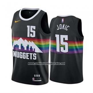 Camiseta Denver Nuggets Nikola Jokic #15 Ciudad 2019-20 Negro