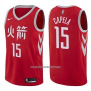 Camiseta Houston Rockets Clint Capela #15 Ciudad 2017-18 Rojo