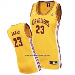Camiseta Mujer Cleveland Cavaliers LeBron James #23 Amarillo