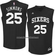Camiseta Negro Moda Philadelphia 76ers Ben Simmons #25 Negro