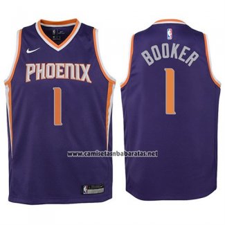 Camiseta Nino Phoenix Suns Devin Booker #1 2017-18 Violeta