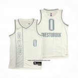 Camiseta Oklahoma City Thunder Russell Westbrook #0 Ciudad 2021-22 Blanco