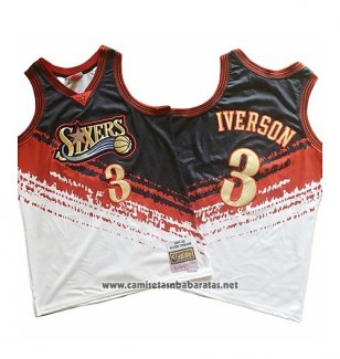 Camiseta Philadelphia 76ers Allen Iverson Mitchell & Ness Negro Rojo