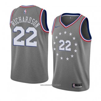 Camiseta Philadelphia 76ers Malachi Richardson #22 Ciudad 2018-19 Gris