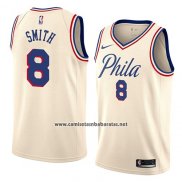 Camiseta Philadelphia 76ers Zhaire Smith #8 Ciudad 2018 Crema