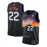 Camiseta Phoenix Suns Deandre Ayton #22 Ciudad 2020-21 Negro