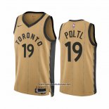 Camiseta Toronto Raptors Jakob Poltl #19 Ciudad 2023-24 Oro