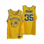 Camiseta Golden State Warriors Kevin Durant #35 Hardwood Classic Autentico Amarillo