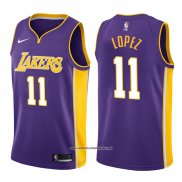 Camiseta Los Angeles Lakers Brook Lopez #11 2017-18 Violeta