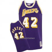 Camiseta Los Angeles Lakers James Worthy #42 Retro Violeta