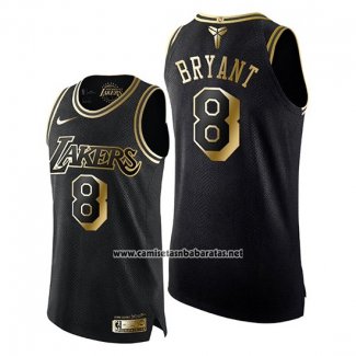 Camiseta Los Angeles Lakers Kobe Bryant #8 Gold Black Mamba Negro Oro