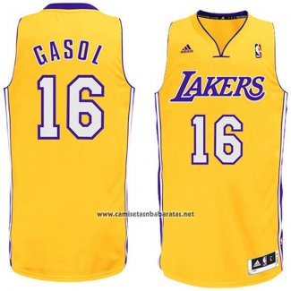 Camiseta Los Angeles Lakers Pau Gasol #16 Amarillo