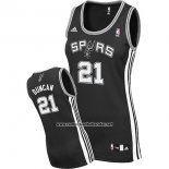Camiseta Mujer San Antonio Spurs Tim Duncan #21 Negro