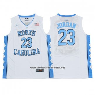 Camiseta NCAA North Carolina Tar Heels Michael Jordan #23 Blanco