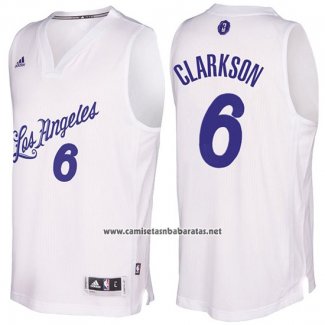 Camiseta Navidad 2016 Los Angeles Lakers Jordan Clarkson #6 Blanco