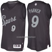 Camiseta Navidad 2016 San Antonio Spurs Tony Parker #9 Negro