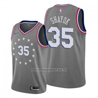 Camiseta Philadelphia 76ers Marial Shayok #35 Ciudad Gris