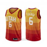 Camiseta Utah Jazz Rayjon Tucker #6 Ciudad Naranja