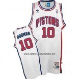 Camiseta Detroit Pistons Dennis Rodman #10 Retro Blanco