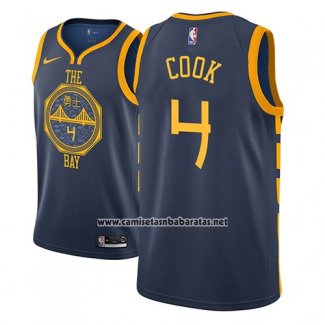 Camiseta Golden State Warriors Quinn Cook #4 Ciudad 2018-19 Azul