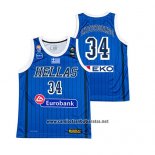Camiseta Grecia Giannis Antetokounmpo #34 2019 FIBA Baketball World Cup Azul