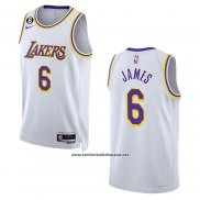 Camiseta Los Angeles Lakers LeBron James #6 Association 2022-23 Blanco