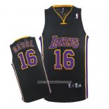 Camiseta Los Angeles Lakers Pau Gasol #16 Negro Violeta